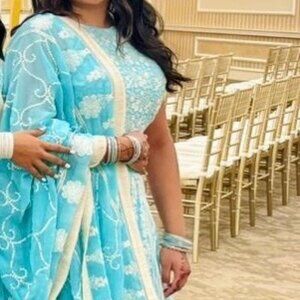 Teal Embroidered Lehenga